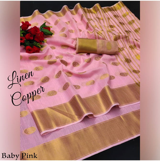 Aab Copper Linen Fancy Wholesale Non catalog Sarees Catalog